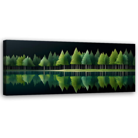 Tableau déco Forêt verte Lac Nature 90x30