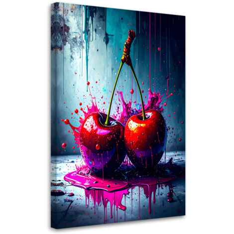 Tableau déco Graffiti Cerises Fruits 70x100