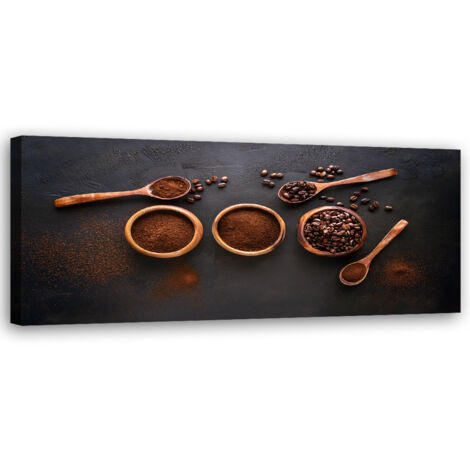 Tableau déco Grains de café moulu pour la cuisine 90x30