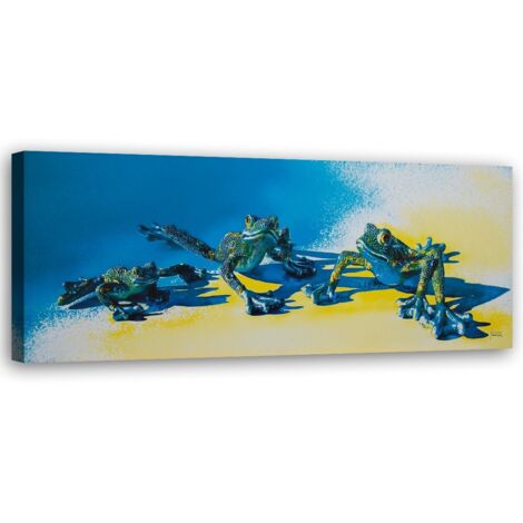 Tableau déco Grenouilles Animaux Bleu 90x30