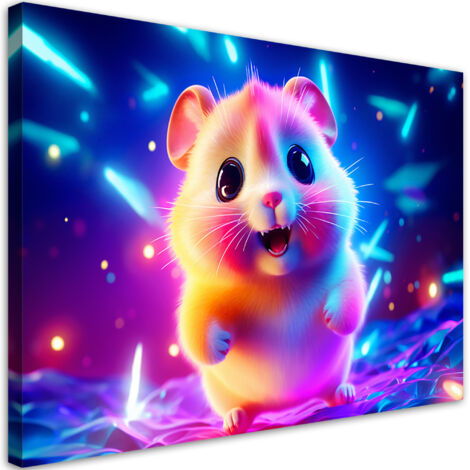 Tableau déco Hamster mignon néon 60x40
