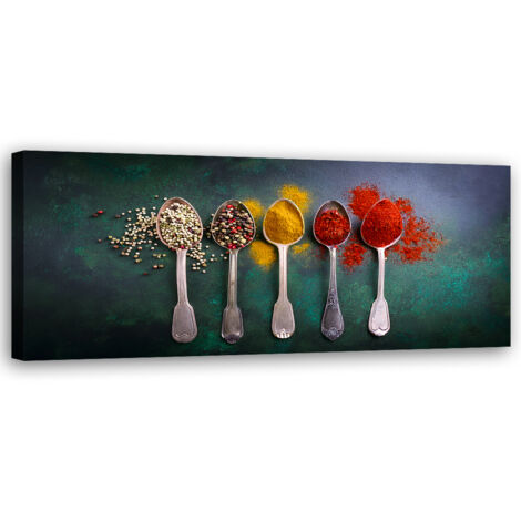 Tableau déco Herbes et épices pour la cuisine 90x30