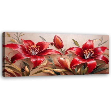 Tableau déco Lys Rouge Fleurs Plantes 90x30
