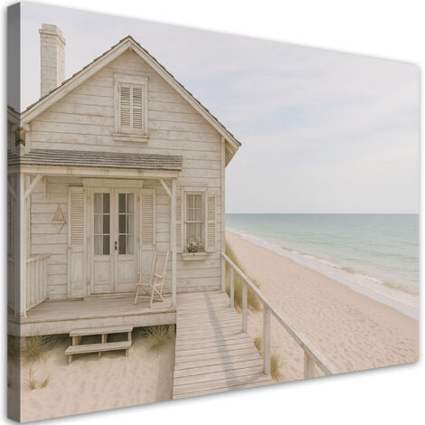 Tableau déco Maison en bois Plage Shabby chic 100x70