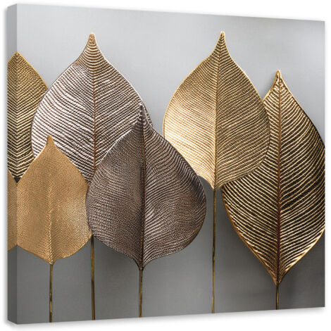 Tableau déco Minimalisme Feuilles d'or Abstraction 40x40