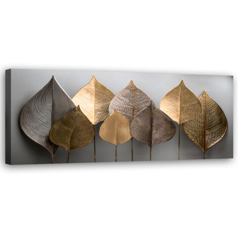 Tableau déco Minimalisme Feuilles d'or Abstraction 90x30