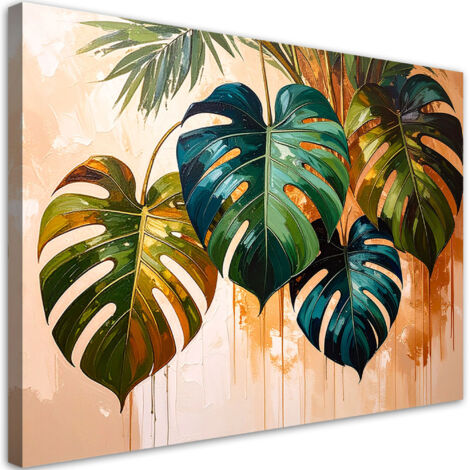 Tableau déco Monstera Feuilles effet peinture 60x40