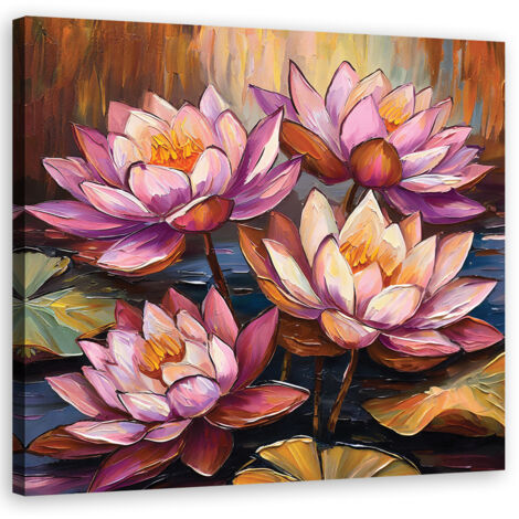 Tableau déco Nénuphars fleurs nature 30x30