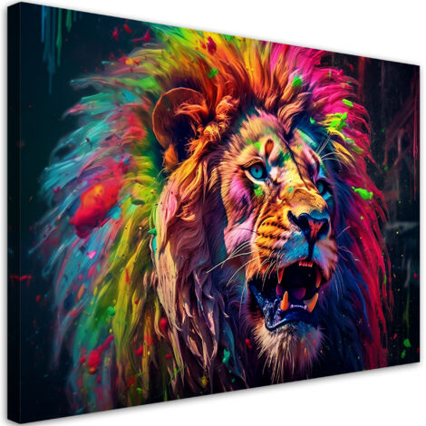 Tableau déco Neon Lion Coloured 90x60
