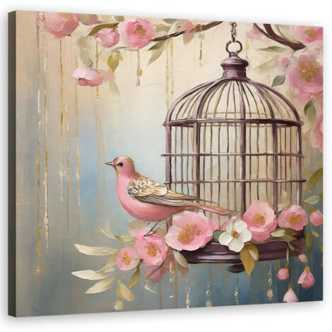 Tableau déco Oiseau shabby chic 50x50