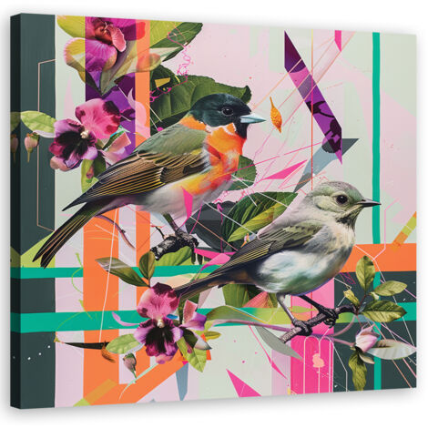 Tableau déco Oiseaux abstraits colorés 30x30