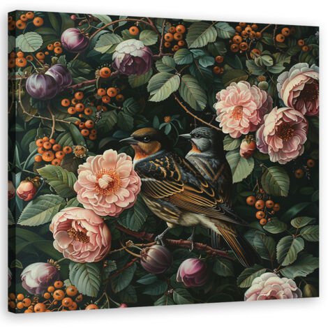 Tableau déco Oiseaux Feuilles Nature 40x40