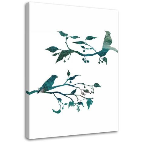 Tableau déco Oiseaux sur les branches Nature 40x60