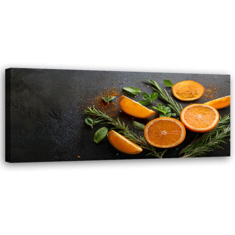 Tableau déco Oranges Fruits Assaisonnement Cuisine Assaisonnement 90x30