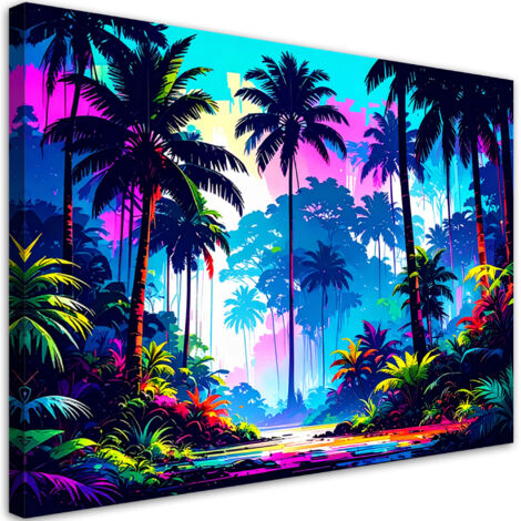 Tableau déco Palmiers Jungle Abstraction colorée 60x40