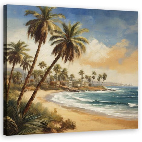 Tableau déco Palmiers Mer Paysage Tropical 60x60