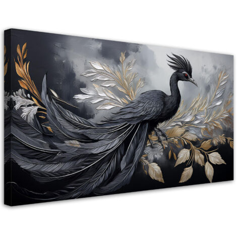 Tableau déco Paon Oiseaux Animaux Glamour 80x40