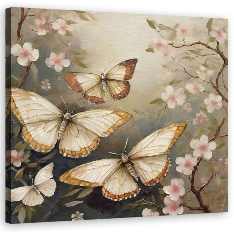 Tableau déco Papillons Nature Botanique 30x30