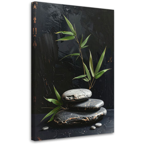 Tableau déco Pierres zen spa feuilles 60x90