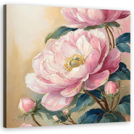 Tableau déco Pivoine fleur aquarelle vintage 50x50