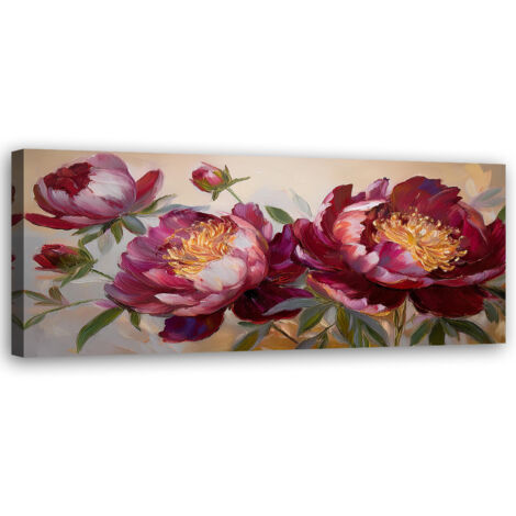 Tableau déco Pivoines Fleurs Rouge Nature 90x30
