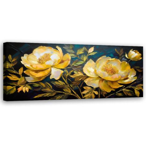 Tableau déco Pivoines jaunes Fleurs modernes 90x30