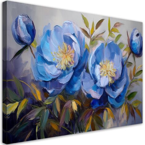 Tableau déco Pivoines Pivoines Fleurs bleues 100x70