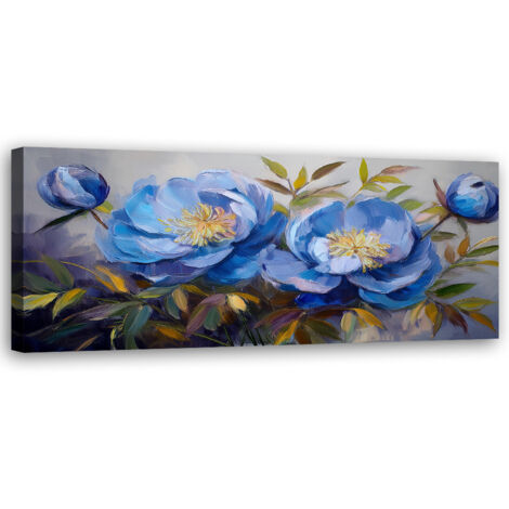 Tableau déco Pivoines Pivoines Fleurs bleues 90x30