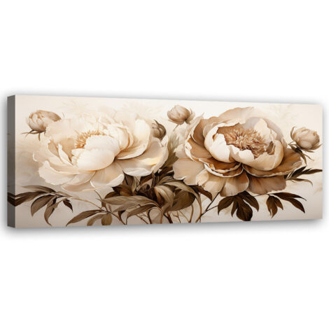 Tableau déco Pivoines Pivoines Fleurs en beige 90x30