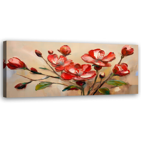 Tableau déco Plantes à fleurs rouges 90x30