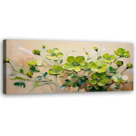 Tableau déco Plantes de fleurs vertes 90x30