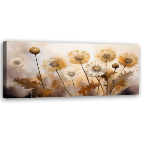 Tableau déco Plantes soufflantes Fleurs sur fond beige 90x30