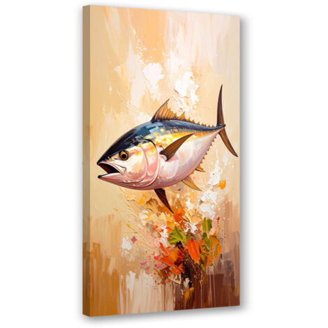 Tableau déco Poisson mer peinture imitation 50x100