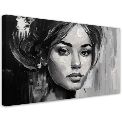 Tableau déco Portrait Femme Noir et blanc 80x40