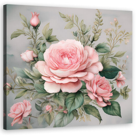 Tableau déco Rose Fleurs Shabby Chic 30x30