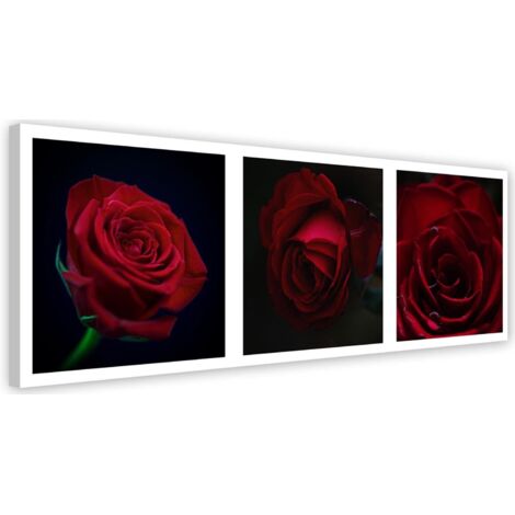 Tableau déco Set de roses rouges 90x30