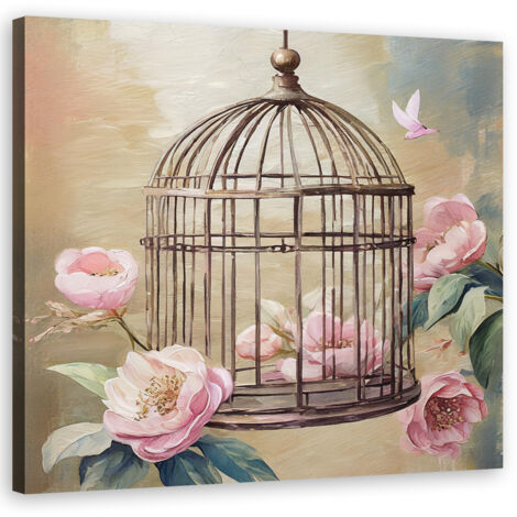 Tableau déco Shabby Chic aquarelle fleurs 40x40