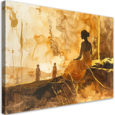 Tableau déco Silhouette abstraite dorée d'une femme 90x60