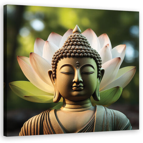 Tableau déco Statue de Bouddha Fleur 30x30