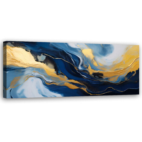 Tableau déco Texture abstraite de marbre bleu or 90x30
