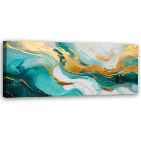 Tableau déco Texture abstraite de marbre or turquoise 90x30