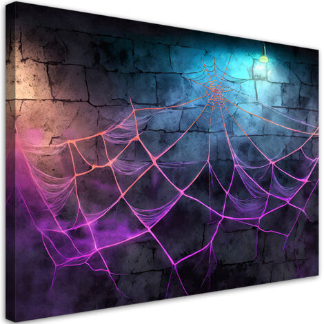 Tableau déco Toile d'araignée Néon Abstraction 60x40