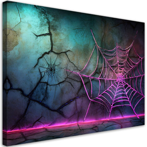 Tableau déco Toile d'araignée Néon Abstraction 90x60