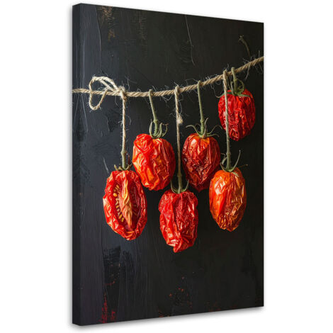 Tableau déco Tomates séchées sur fond noir 60x90