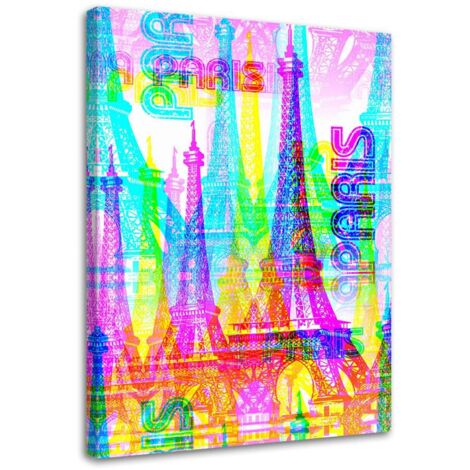 Tableau déco Tour Eiffel Paris Néon 60x90