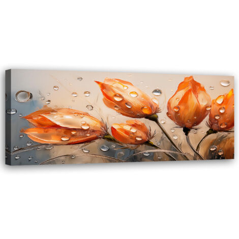 Tableau déco Tulipes Orange Rosy Drops Flowers 90x30