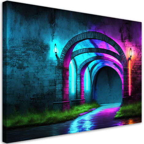 Tableau déco Tunnel néon Abstraction 90x60