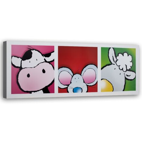 Tableau déco Vache Souris Mouton 90x30