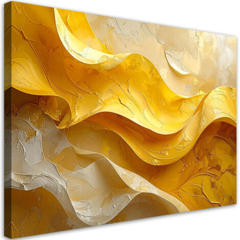 Tableau déco Vagues abstraites lignes effet de profondeur jaune 60x40