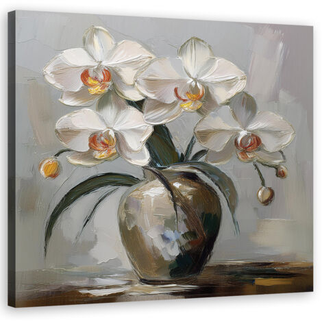 Tableau déco Vase de fleurs blanches 30x30